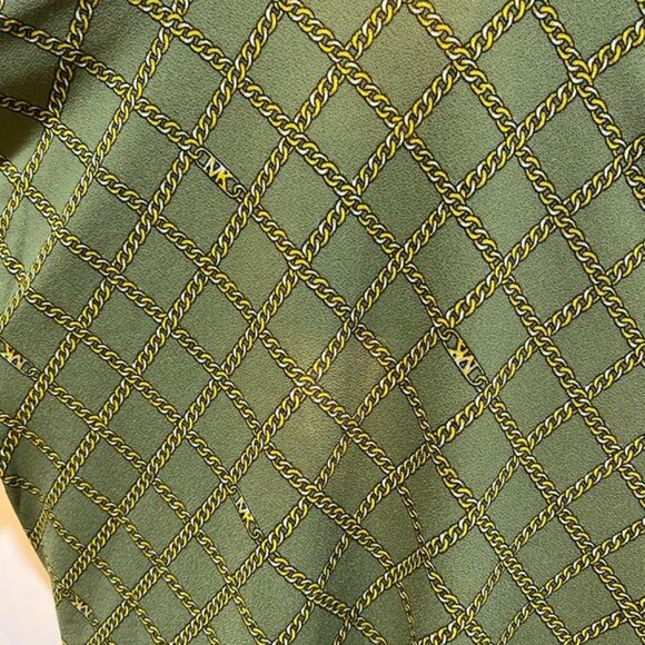Michael Michael Kors Chain Print Wrap Top Smoky Olive Size S - Picture 10 of 13